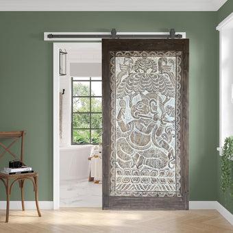 Vintage Ganesha Carved Door Panel - Indian Carved Statement Temple Art 84x43