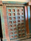 Antique Indian Door Rustic Blue Carved Vintage Teak Door with Frame 84
