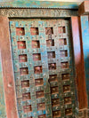 Antique Indian Door Rustic Blue Carved Vintage Teak Door with Frame 84