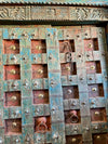 Antique Indian Door Rustic Blue Carved Vintage Teak Door with Frame 84