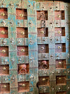 Antique Indian Door Rustic Blue Carved Vintage Teak Door with Frame 84