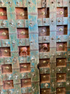 Antique Indian Door Rustic Blue Carved Vintage Teak Door with Frame 84