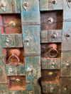 Antique Indian Door Rustic Blue Carved Vintage Teak Door with Frame 84