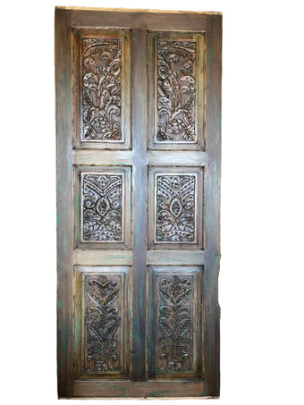 Vintage Carved Sliding Door Floral Rustic Bedroom Door Panel 84x36