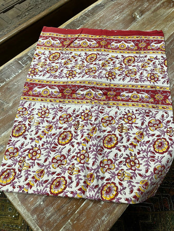 White & Red Floral Handloom Cotton Bedding – Traditional Bed Cover Inspired by Indian Textiles