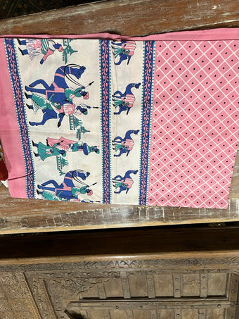 Pink & White Camel Print Bedspread – Handloom Cotton Indian Ethnic Bedding