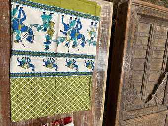 Light Green & Blue Camel Print Handloom Cotton Bedspread – Indian Ethnic Bedding