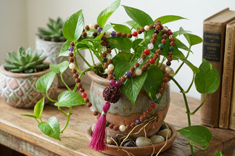 Chakra Mala Beads Necklace – Knotted Japamala Buddhist Prayer Necklace for Yoga