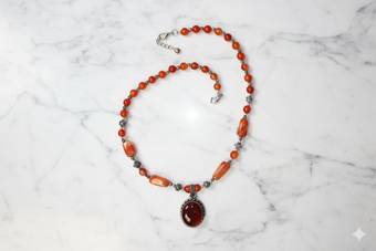 Grounding Carnelian Beaded Necklace – Handmade Twisted Stone Jewelry for Energy & Style