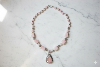 Rose Quartz Statement Necklace – Artisan Crafted Healing Jewelry for Love & Acceptance