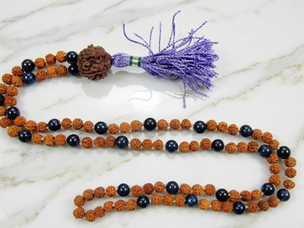 Third Eye Chakra Rudraksha Mala Necklace – Handmade Japa Mala, Meditation & Spiritual