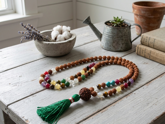 Nine Planets Rudraksha Mala – Handmade Reiki Yoga Meditation Beads