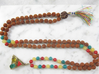 Handmade Yoga Mala Beads – Rudraksha Mercury Mars Jupiter Healing Prayer Mala Necklace
