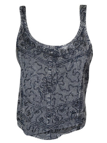  Womens Tank Top, Gray embroidered tank top, summer top, SM