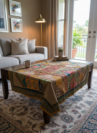 Pink Vintage Hand-Embroidered Wall Tapestry – Boho Textile Art & Home Décor 40x60