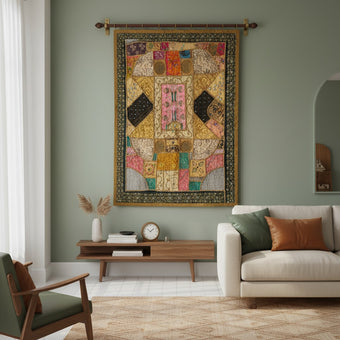 Vintage Hand-Embroidered Wall Tapestry – Artisan Textile Art & Boho Wall Décor