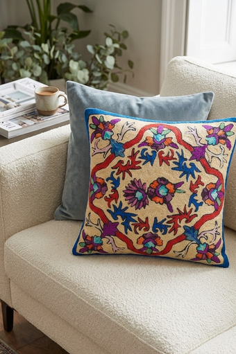 Colorful Suzani Embroidered Sofa Cushion Covers | Handmade Indian Toss Pillow Covers