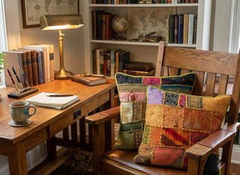 Mustard Yellow Patchwork Cushion Covers – Handmade Bohemian Throw Pillow Covers