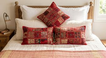 Patchwork Cushion Covers – Indian Handmade Vintage Boho Decorative Pillow Covers
