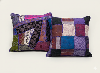 Handmade Purple Patchwork Cushion Covers – Bohemian Throw Pillows for Sofa & Bed