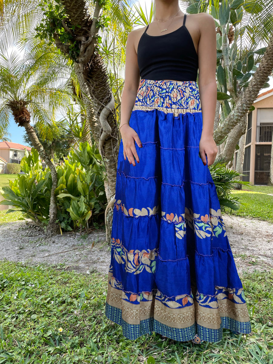 Navy boho maxi skirt hot sale
