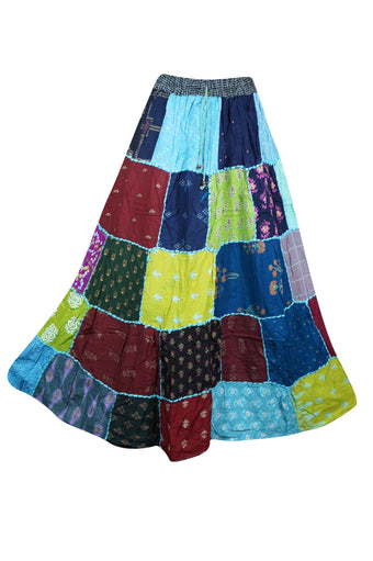 Vibrant Patchwork Boho Maxi Skirt – Handmade, Colorful Dori Skirt S/M/L