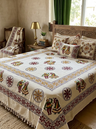 Blanket – Indian Boho Floral Paisley Bedspread | Red & Green Block Printed Cotton Throw
