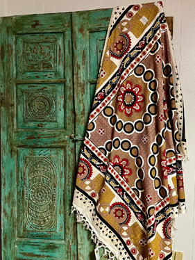 Picnic Throw, Indie Bedcover With Pillows Cover HandLoom Fabric Bedspread 60x90