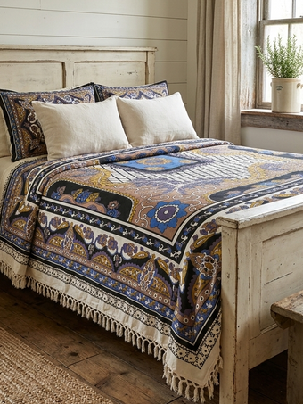Blue & White Handloomed Cotton Bedcover – Indian Picnic Throw | Handmade 100X90