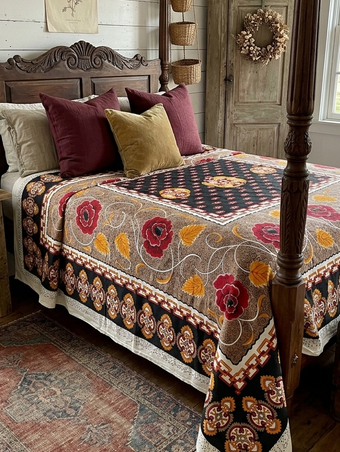 Block Printed Cotton Throw – Handloom Picnic Blanket & Bedspread 90x80