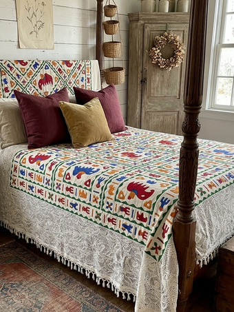 Cotton Picnic Blanket – Indian Boho Colorful Tribal Print Bedspread & Throw 80x90