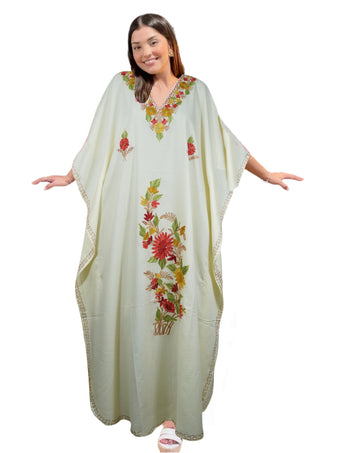 Women's Maxi Kaftan Dress – Bohemian Kimono Style with Lemon Embroidery Kaftan 3xl