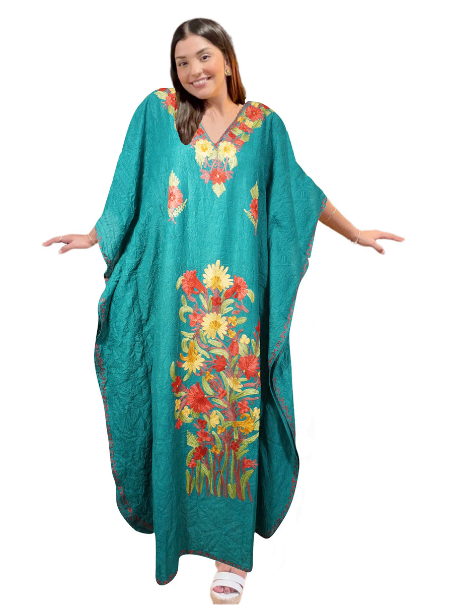 Curious Blue Heavy Designer Digital Printed Maxi Dress Style Kaftan