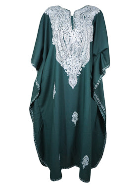 Women’s Midnight Black Boho Kaftan – Handcrafted Kimono Style Maxi Dress L-2X