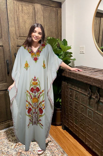 Women's Travel Caftan Maxi Dress, Boho Maxidress, Snow White Kaftan Dresses L-2X