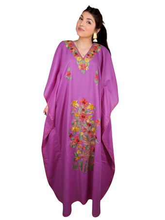 Women's Kaftan Maxi Dress, Pink holidays Gift, Lounger, Cotton Embroidered Dresses L-2X