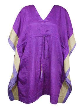 Amethyst Purple Kaftan, Summer Beach Coverup, Boho Housedress, Short Caftan L-2X