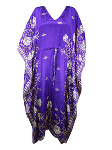  Boho Maxi Kaftan Indigo, Purple Floral Stylish Caftan Housedress Beach Coverup Summer Boho Caftan L-2X