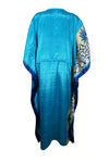 Blue Lotus Silk Caftan, Boho Style Maxi Kaftan Gift L-2X