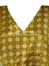 Sunflower Yellow Caftan, Boho Maxi Dress Silk Kaftan L-2X