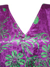 Women Boho Beach Kaftan, Purple Floral Maxi Caftan Dress L-2X