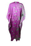 Women Boho Beach Kaftan, Purple Floral Maxi Caftan Dress L-2X