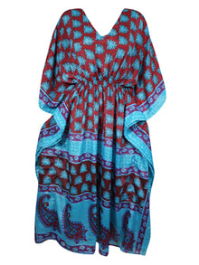  Summer Printed Kaftan, Blue Red Maxi Kaftan Dress, Housedress L-2X