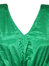 Boho Summer Maxi Kaftan For Women's Green, Floral Print Caftan Dress L-2X