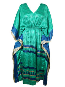  Boho Summer Maxi Kaftan For Women's Persian, Green Print Caftan Dress L-2X