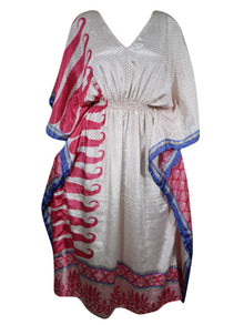  Boho Summer Maxi Kaftan For Women's Pink, Floral Print Caftan Dress L-2X