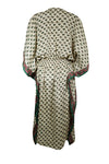 Boho Summer Maxi Kaftan For Women's Green, Beige Floral Print Caftan Dress L-2X