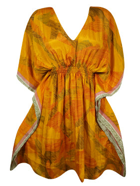 Summer Beach Kaftan Dress, Gold, Yellow Resort Wear Caftan Dresses SML