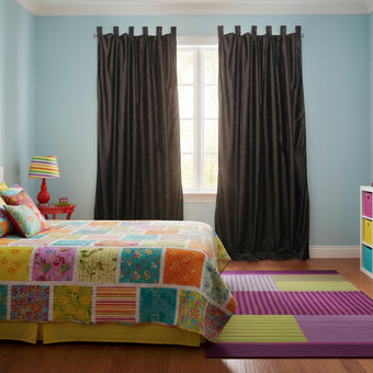 Brown Window Curtains – Crushed Velvet Feel Tab Top Drapes for Elegant Boho Interiors 84