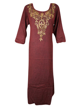 Women's Gothic Medieval Red Embroidered Long Maxi Dress, Boho maxi dresses L